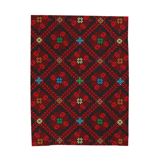 Tatreez Print Plush Blanket | Palestinian Tradition