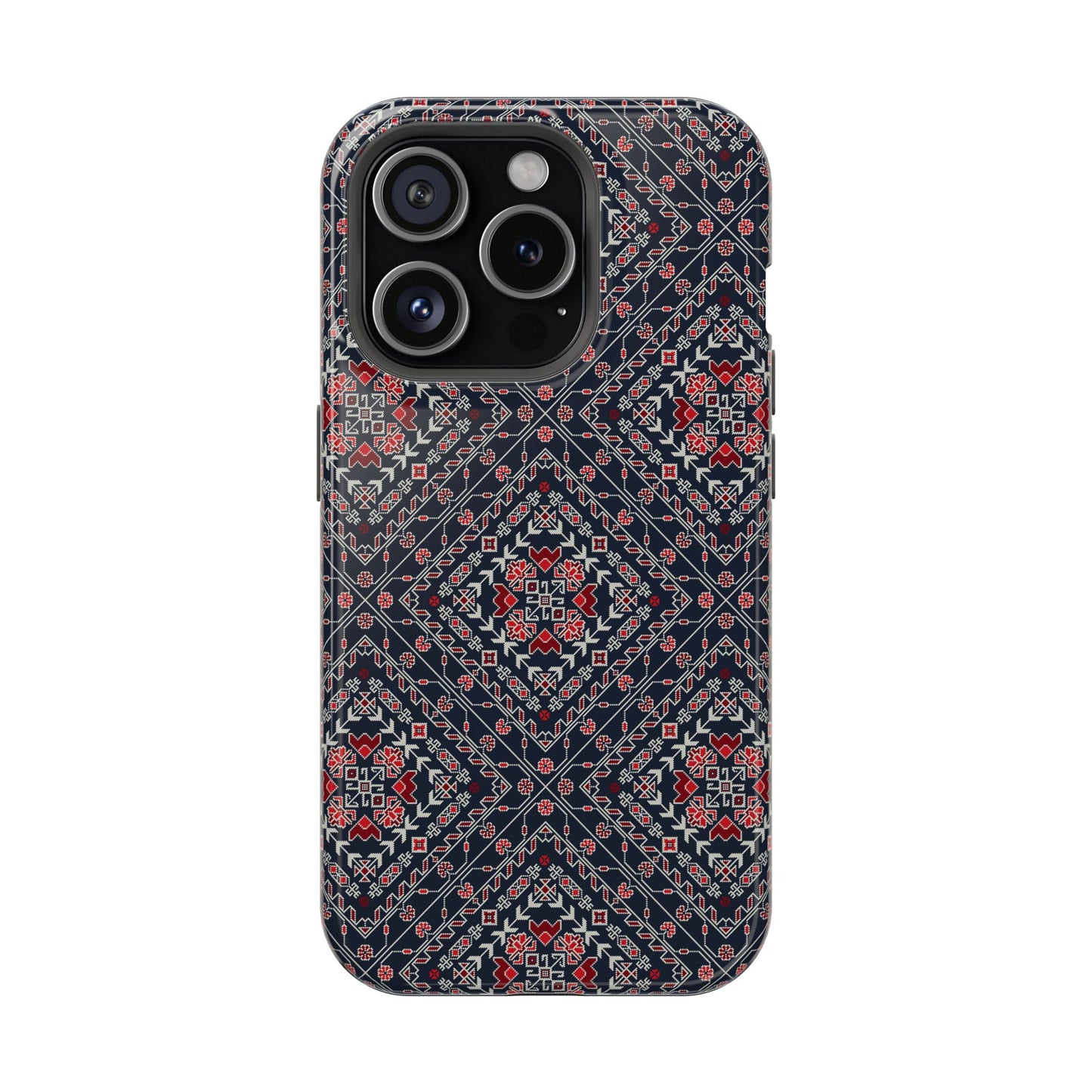 Palestinian Pattern Blue Tatreez Embroidery Print MagSafe Tough Case iPhone 15 Pro Max iPhone 13 Pro Max