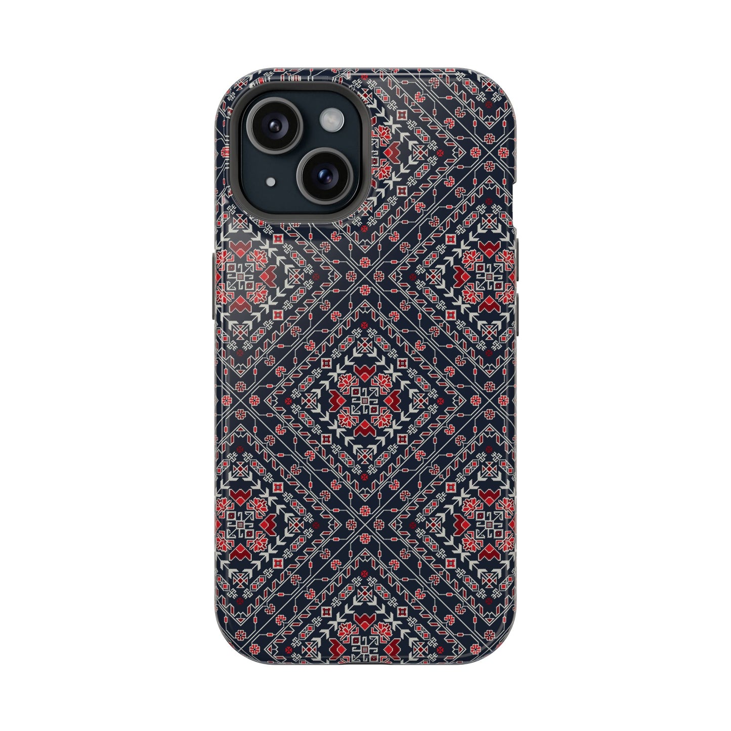 Palestinian Pattern Blue Tatreez Embroidery Print MagSafe Tough Case iPhone 15 Pro Max iPhone 13 Pro Max