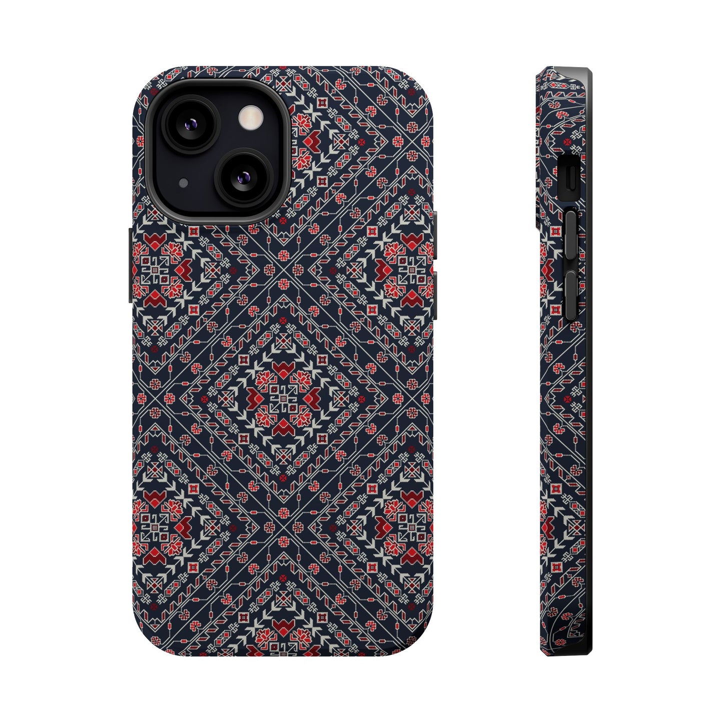 Palestinian Pattern Blue Tatreez Embroidery Print MagSafe Tough Case iPhone 15 Pro Max iPhone 13 Pro Max