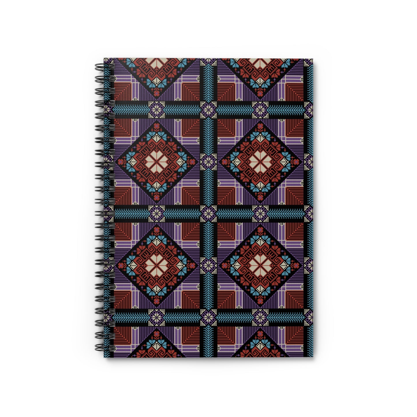 Tatreez Palestinian Pattern Lined Spiral Notebook As Diary Journal