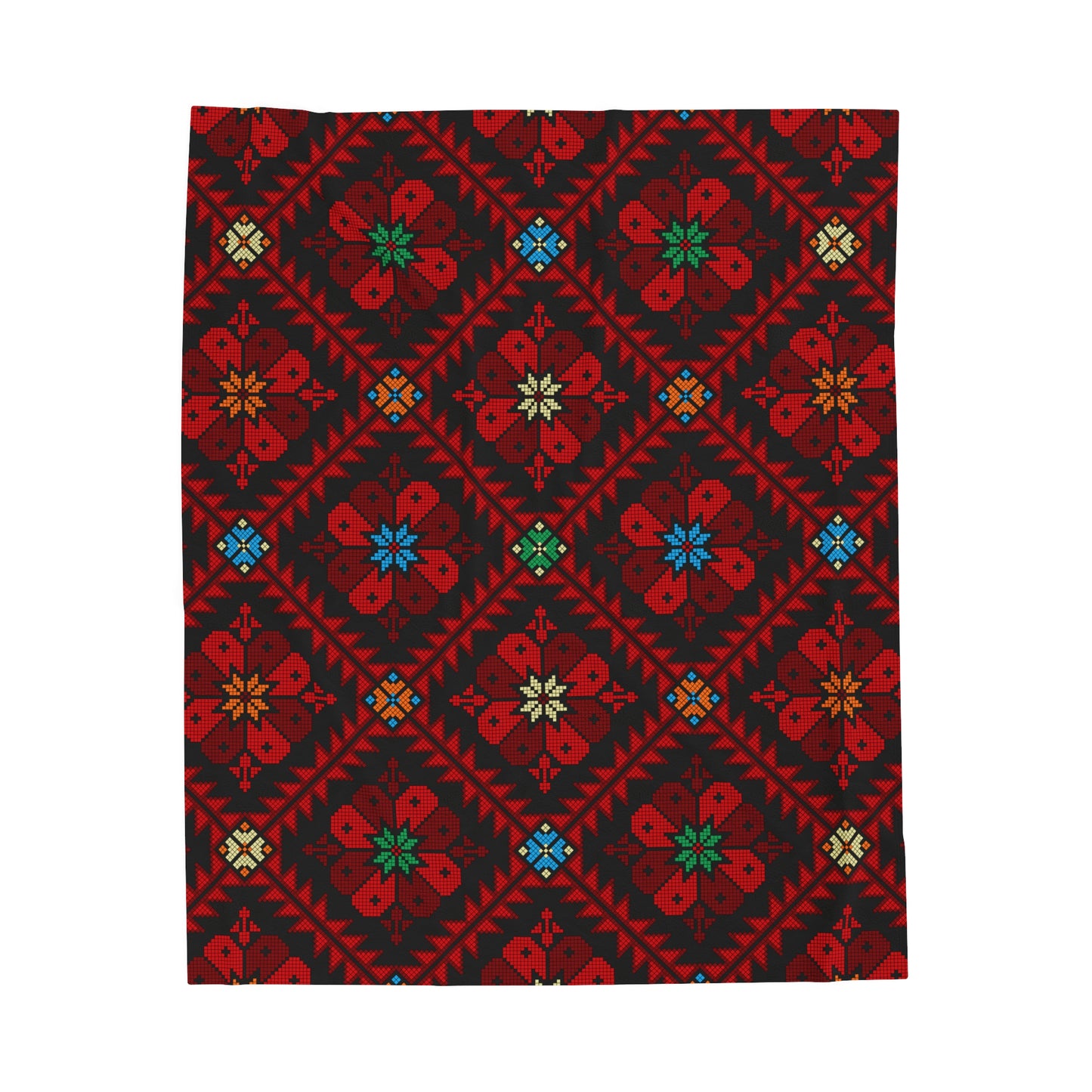 Tatreez Print Plush Blanket | Palestinian Tradition