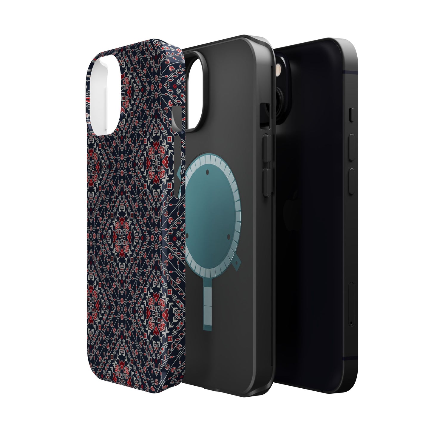 Palestinian Pattern Blue Tatreez Embroidery Print MagSafe Tough Case iPhone 15 Pro Max iPhone 13 Pro Max