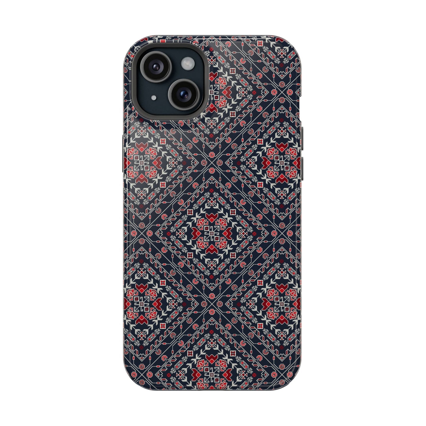 Palestinian Pattern Blue Tatreez Embroidery Print MagSafe Tough Case iPhone 15 Pro Max iPhone 13 Pro Max