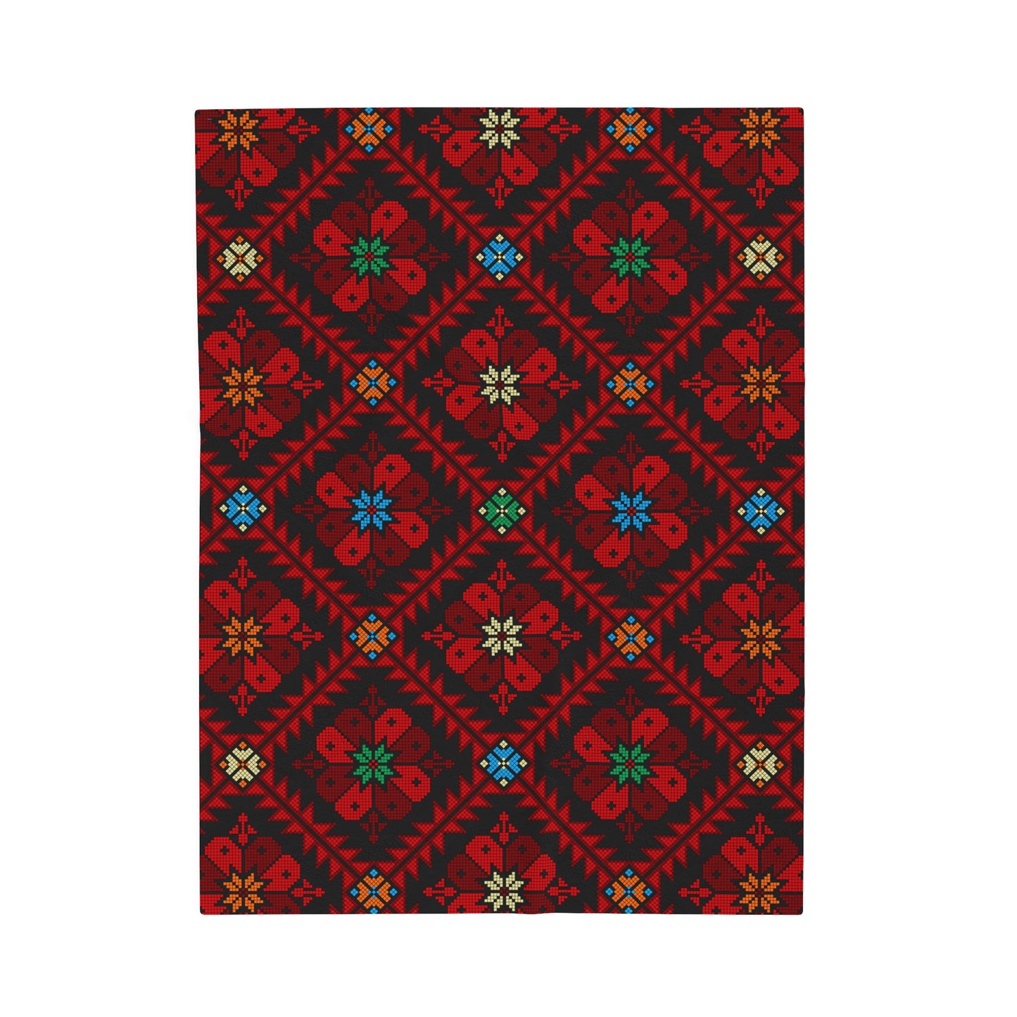 Tatreez Print Plush Blanket | Palestinian Tradition