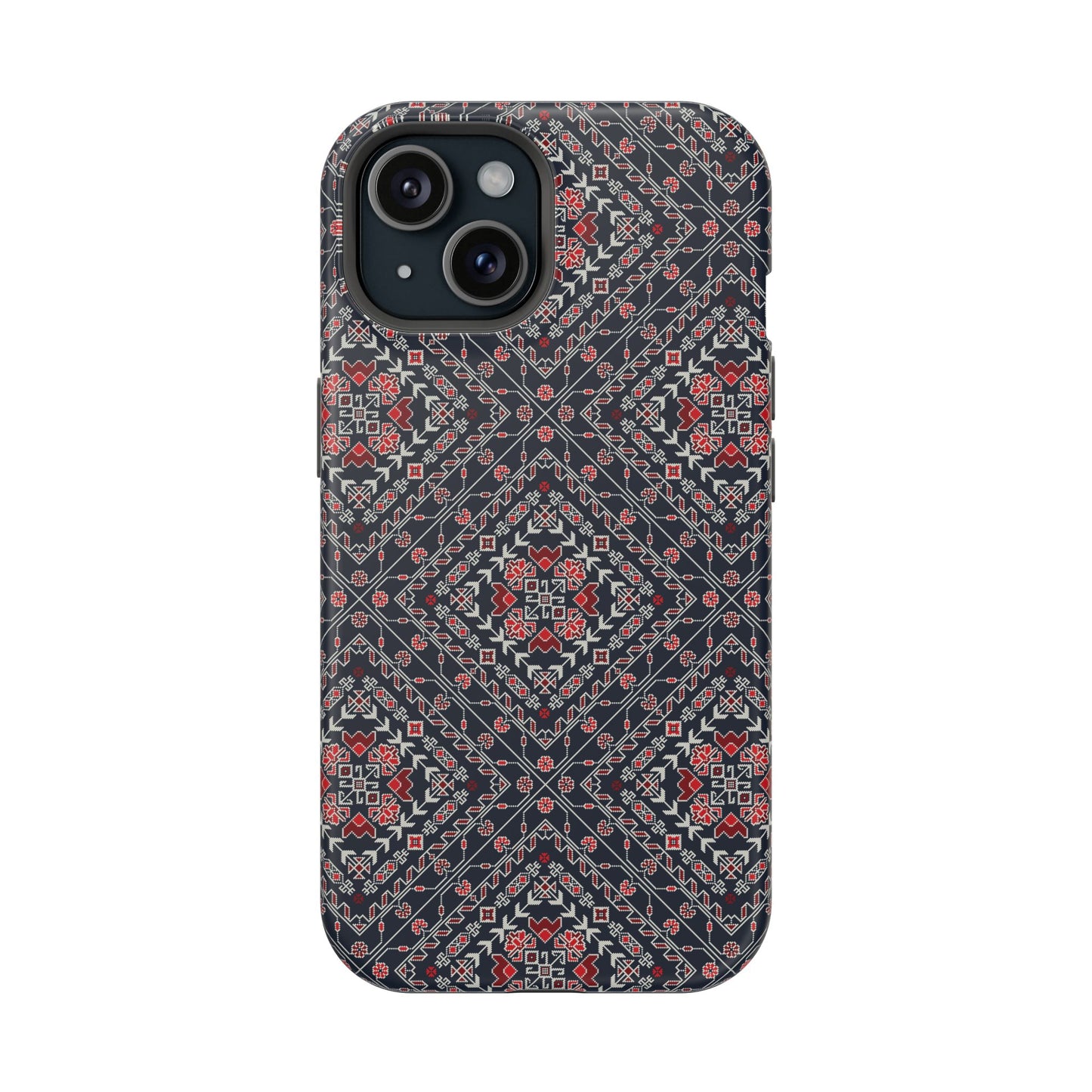 Palestinian Pattern Blue Tatreez Embroidery Print MagSafe Tough Case iPhone 15 Pro Max iPhone 13 Pro Max