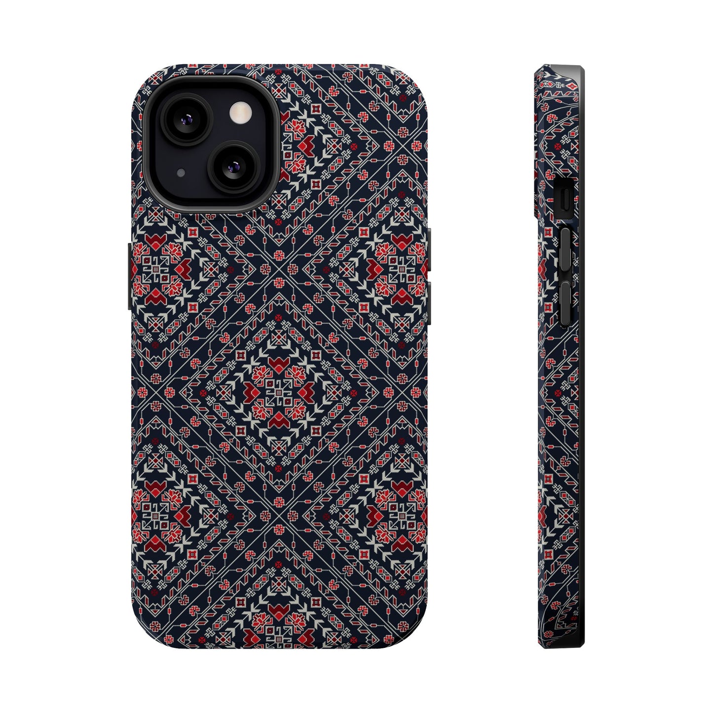 Palestinian Pattern Blue Tatreez Embroidery Print MagSafe Tough Case iPhone 15 Pro Max iPhone 13 Pro Max