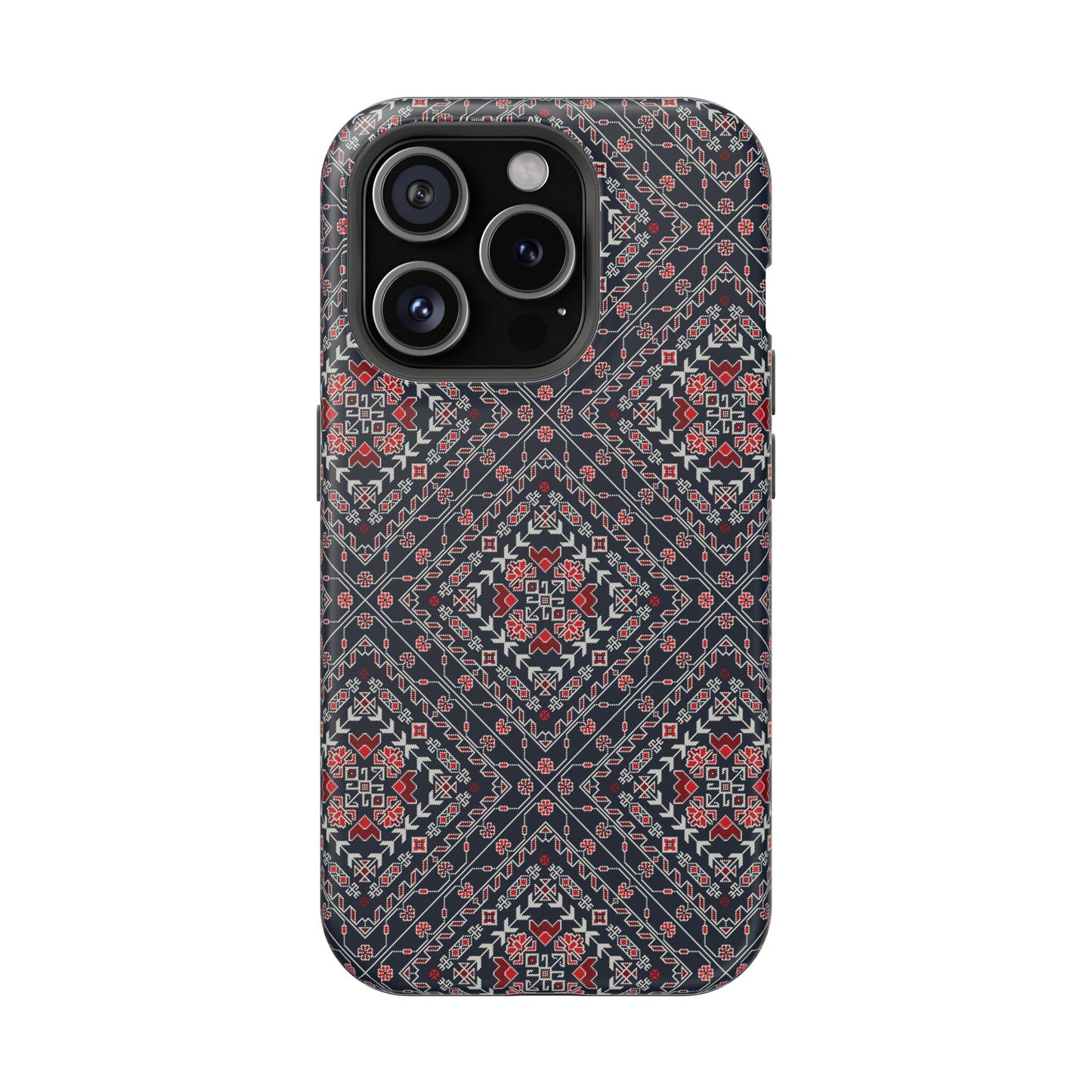 Palestinian Pattern Blue Tatreez Embroidery Print MagSafe Tough Case iPhone 15 Pro Max iPhone 13 Pro Max