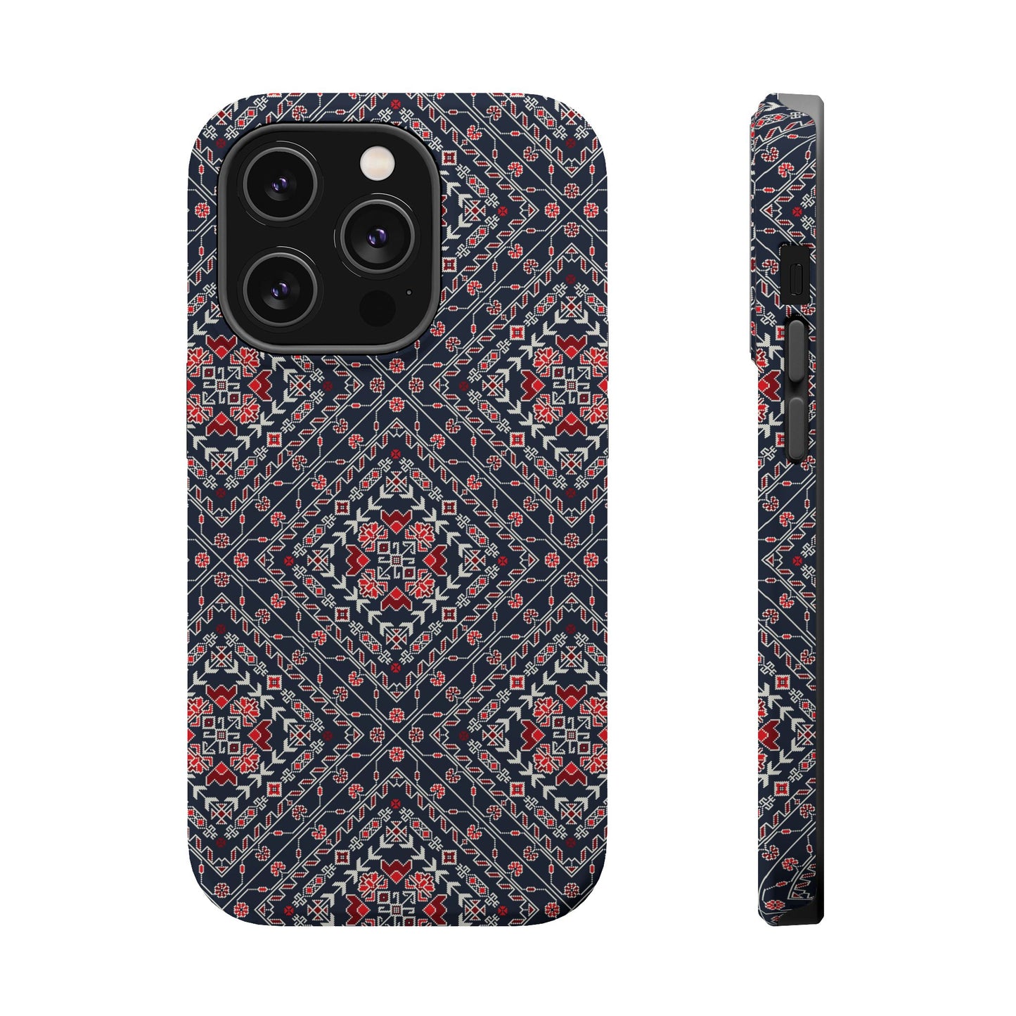 Palestinian Pattern Blue Tatreez Embroidery Print MagSafe Tough Case iPhone 15 Pro Max iPhone 13 Pro Max