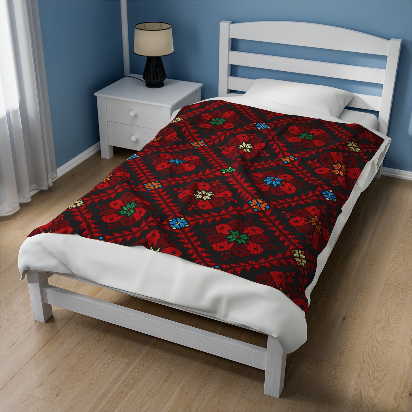 Tatreez Print Plush Blanket | Palestinian Tradition