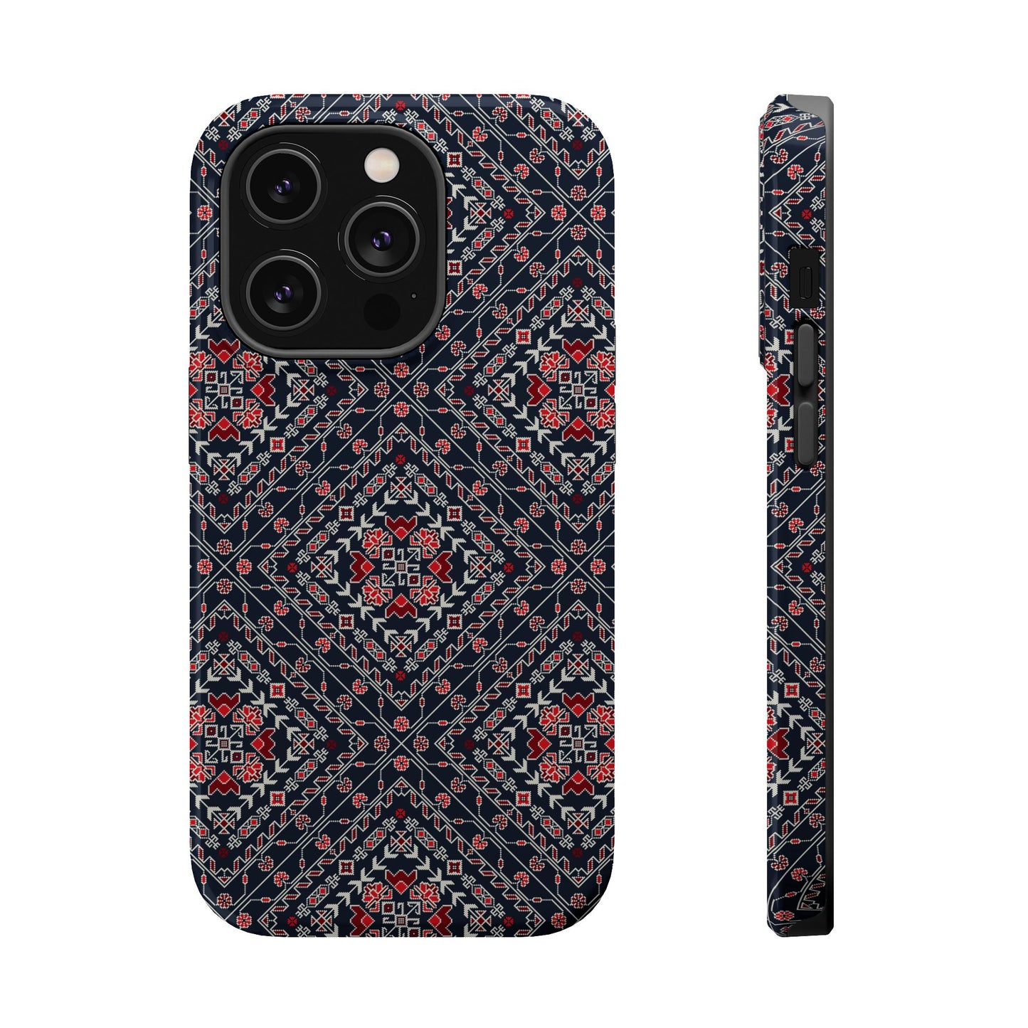 Palestinian Pattern Blue Tatreez Embroidery Print MagSafe Tough Case iPhone 15 Pro Max iPhone 13 Pro Max