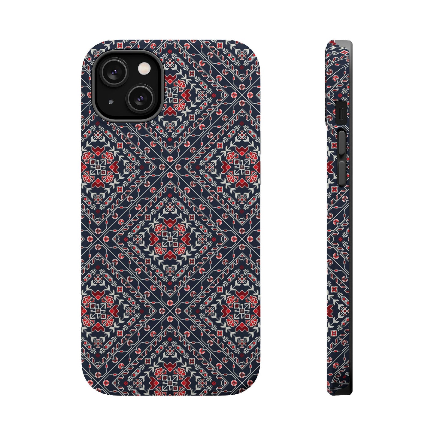 Palestinian Pattern Blue Tatreez Embroidery Print MagSafe Tough Case iPhone 15 Pro Max iPhone 13 Pro Max