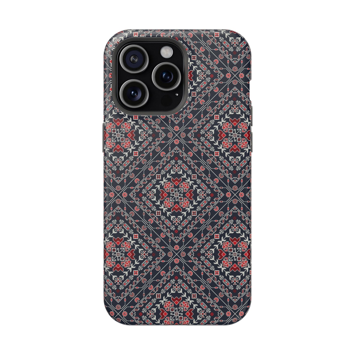 Palestinian Pattern Blue Tatreez Embroidery Print MagSafe Tough Case iPhone 15 Pro Max iPhone 13 Pro Max