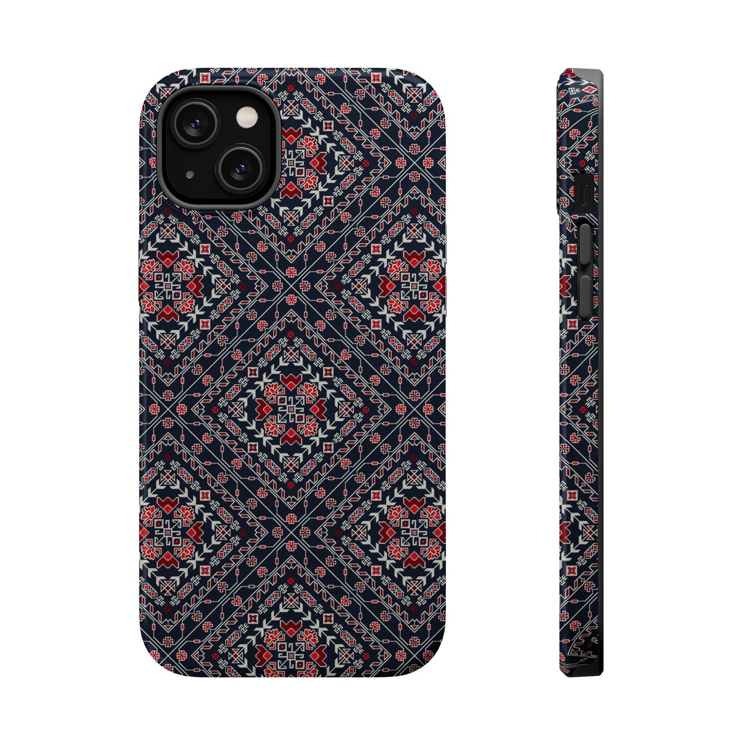 Palestinian Pattern Blue Tatreez Embroidery Print MagSafe Tough Case iPhone 15 Pro Max iPhone 13 Pro Max