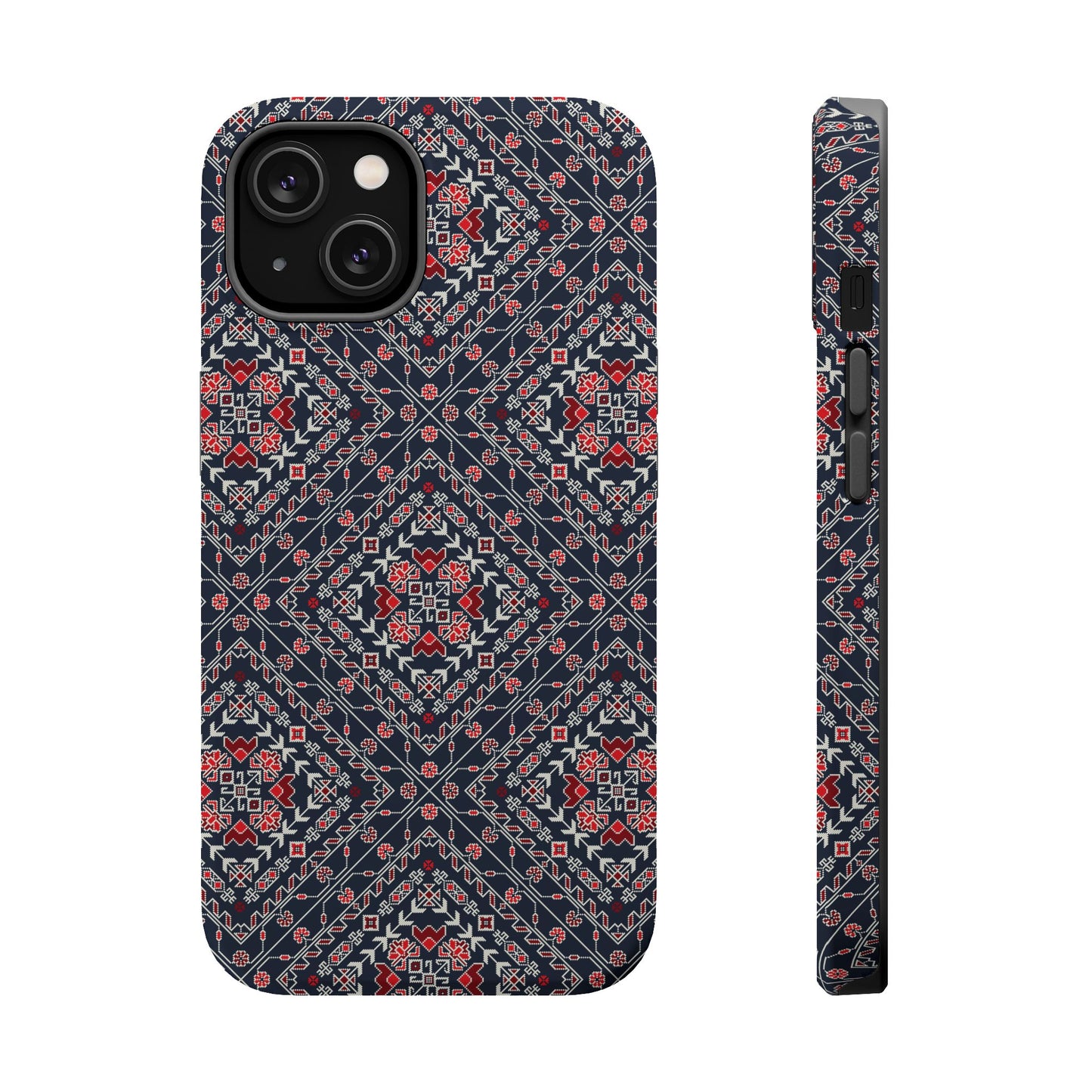 Palestinian Pattern Blue Tatreez Embroidery Print MagSafe Tough Case iPhone 15 Pro Max iPhone 13 Pro Max