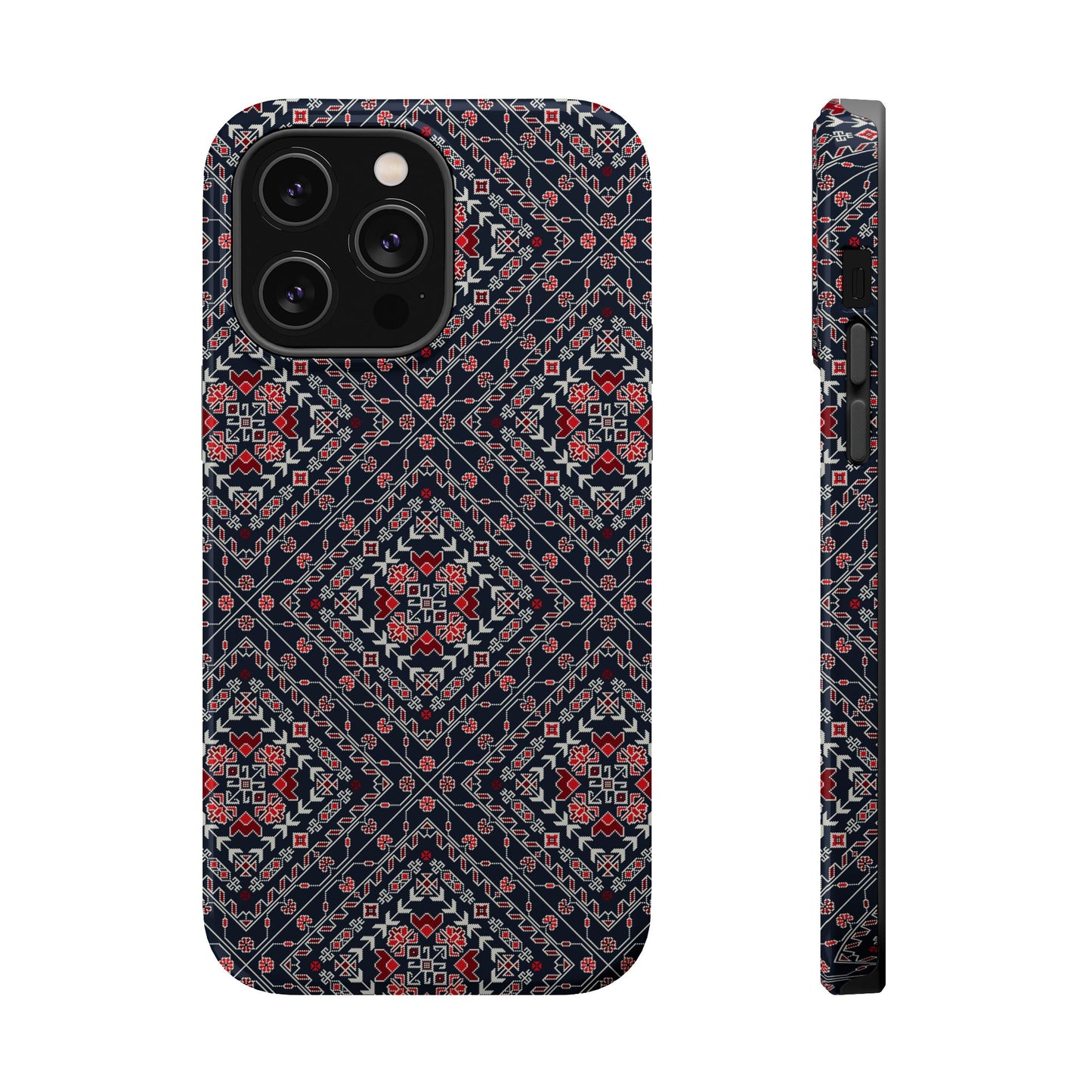 Palestinian Pattern Blue Tatreez Embroidery Print MagSafe Tough Case iPhone 15 Pro Max iPhone 13 Pro Max