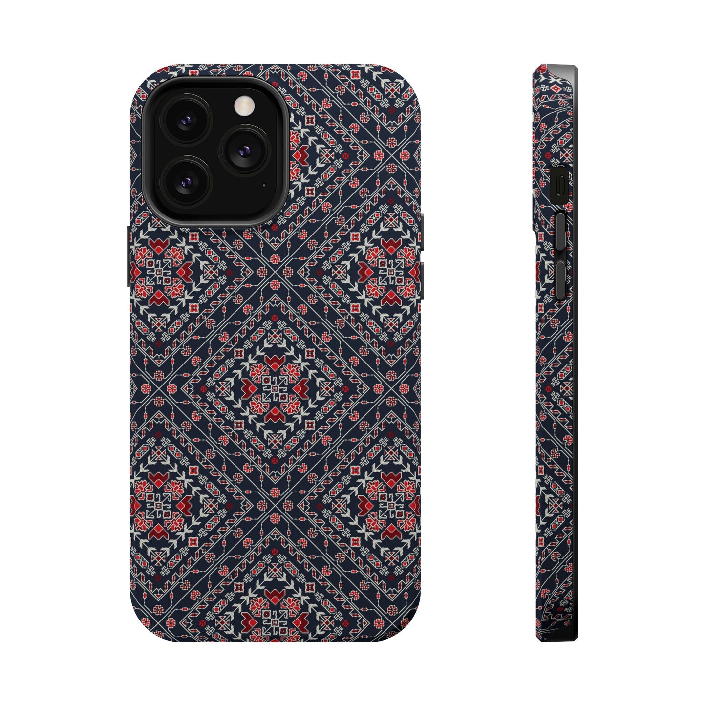 Palestinian Pattern Blue Tatreez Embroidery Print MagSafe Tough Case iPhone 15 Pro Max iPhone 13 Pro Max