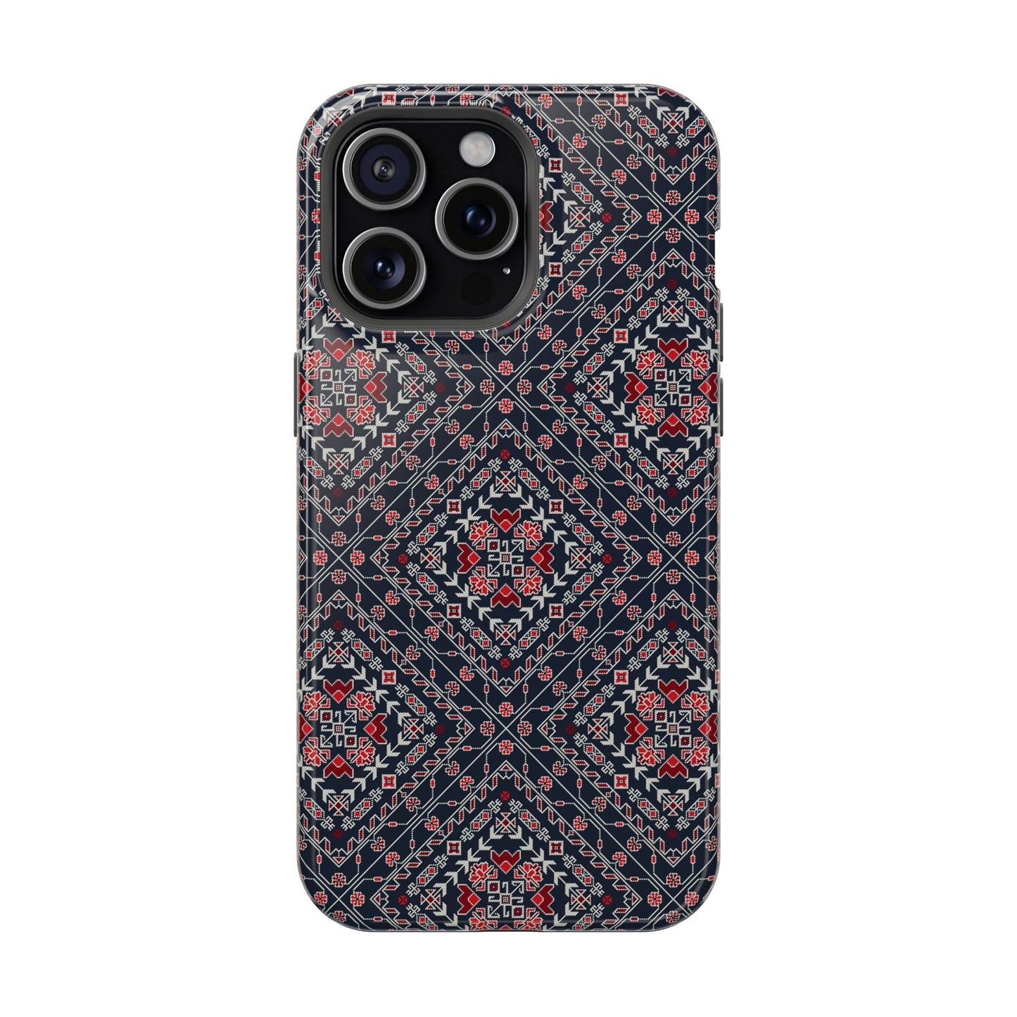 Palestinian Pattern Blue Tatreez Embroidery Print MagSafe Tough Case iPhone 15 Pro Max iPhone 13 Pro Max