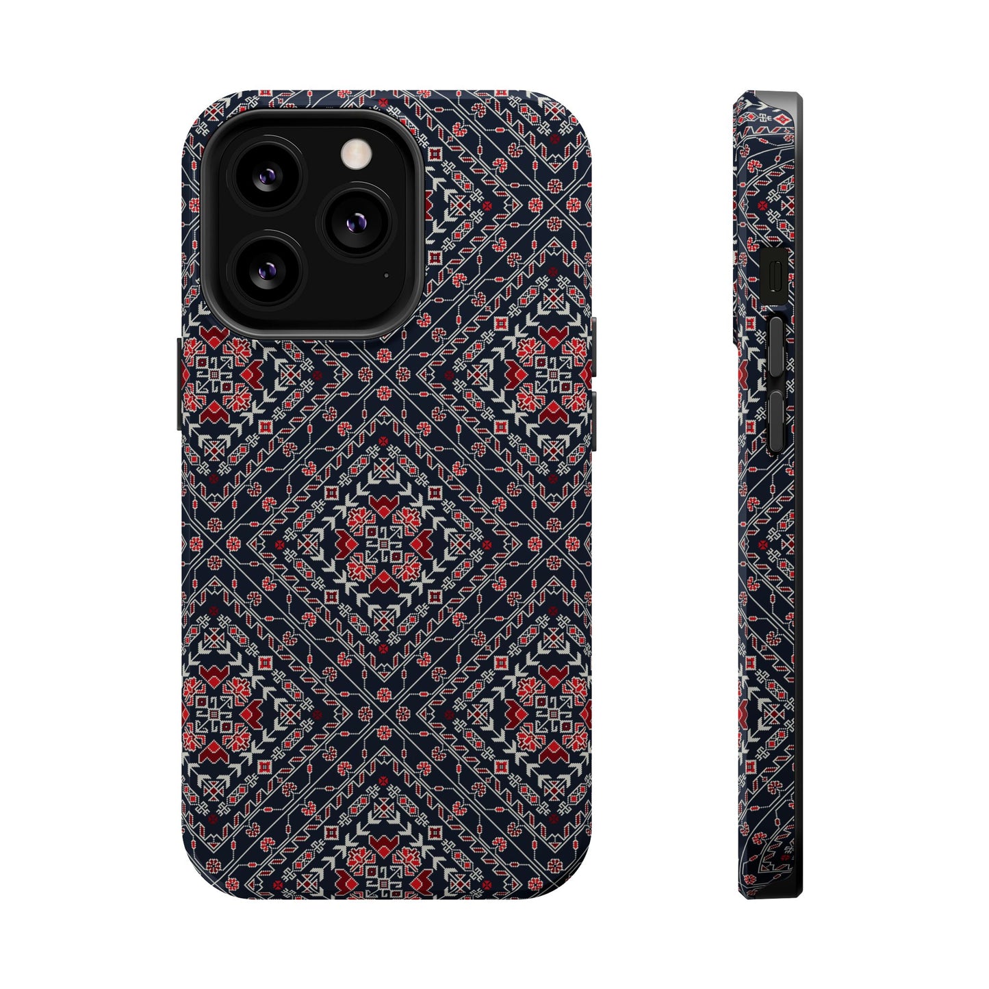 Palestinian Pattern Blue Tatreez Embroidery Print MagSafe Tough Case iPhone 15 Pro Max iPhone 13 Pro Max