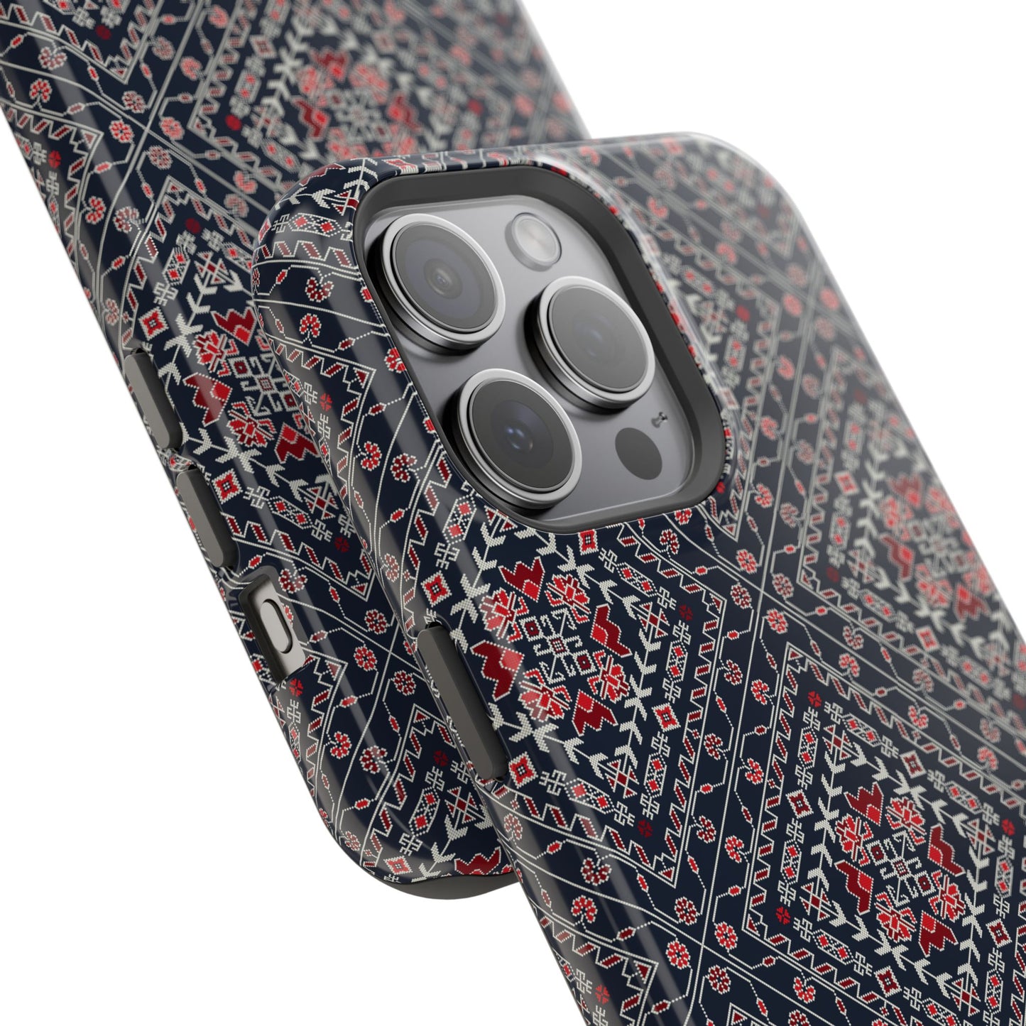 Palestinian Pattern Blue Tatreez Embroidery Print MagSafe Tough Case iPhone 15 Pro Max iPhone 13 Pro Max